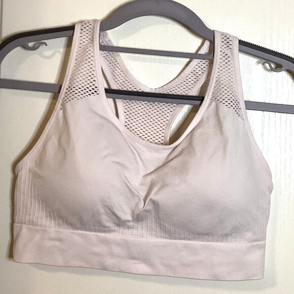 Women's White Sports Bra Racerback Padded Bra Support - Picture 1 of 8